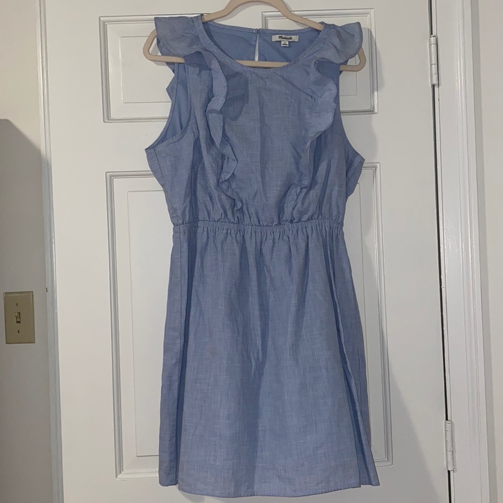 Madewell chambray ruffle dress
